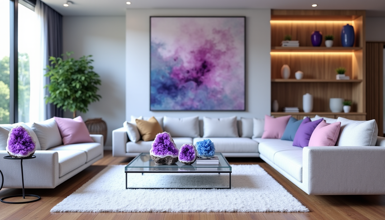 Idées de décoration d'intérieur pour mettre en valeur des géodes et grands cristaux